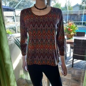 Geometric Patterned Women's Top by Rafaella in Petite Medium.